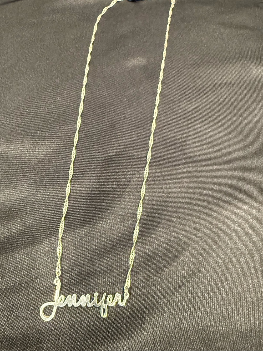 Sterling Silver “Jennifer” Name Necklace Cursive Script Twisted Rope Chain - Picture 6 of 7